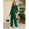 image:imageEkouaer 2 Piece Sets for Women Lounge Set Airport Fall Travel Outfits 2026  Pleated Top Long Sleeve Wide Leg Pants Casual Tracksuit Matching Sets Cozy Sweatsuits Vacation Fashion Women ClothingForest Green