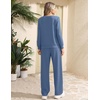 image:imageEkouaer 2 Piece Sets for Women Lounge Set Airport Fall Travel Outfits 2026  Pleated Top Long Sleeve Wide Leg Pants Casual Tracksuit Matching Sets Cozy Sweatsuits Vacation Fashion Women ClothingGrey Blue