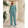 image:imageEkouaer 2 Piece Sets for Women Lounge Set Airport Fall Travel Outfits 2026  Pleated Top Long Sleeve Wide Leg Pants Casual Tracksuit Matching Sets Cozy Sweatsuits Vacation Fashion Women ClothingGrey Green