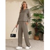 image:imageEkouaer 2 Piece Sets for Women Lounge Set Airport Fall Travel Outfits 2026  Pleated Top Long Sleeve Wide Leg Pants Casual Tracksuit Matching Sets Cozy Sweatsuits Vacation Fashion Women ClothingCoffee