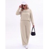 image:imageEkouaer 2 Piece Sets for Women Lounge Set Airport Fall Travel Outfits 2026  Pleated Top Long Sleeve Wide Leg Pants Casual Tracksuit Matching Sets Cozy Sweatsuits Vacation Fashion Women ClothingBeige