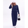 image:imageEkouaer 2 Piece Sets for Women Lounge Set Airport Fall Travel Outfits 2026  Pleated Top Long Sleeve Wide Leg Pants Casual Tracksuit Matching Sets Cozy Sweatsuits Vacation Fashion Women ClothingNavy Blue