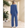 image:imageEkouaer 2 Piece Sets for Women Lounge Set Airport Fall Travel Outfits 2026  Pleated Top Long Sleeve Wide Leg Pants Casual Tracksuit Matching Sets Cozy Sweatsuits Vacation Fashion Women ClothingClassic Blue