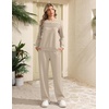 image:imageEkouaer 2 Piece Sets for Women Lounge Set Airport Fall Travel Outfits 2026  Pleated Top Long Sleeve Wide Leg Pants Casual Tracksuit Matching Sets Cozy Sweatsuits Vacation Fashion Women ClothingBeige