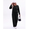 image:imageEkouaer 2 Piece Sets for Women Lounge Set Airport Fall Travel Outfits 2026  Pleated Top Long Sleeve Wide Leg Pants Casual Tracksuit Matching Sets Cozy Sweatsuits Vacation Fashion Women ClothingBlack