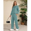 image:imageEkouaer 2 Piece Sets for Women Lounge Set Airport Fall Travel Outfits 2026  Pleated Top Long Sleeve Wide Leg Pants Casual Tracksuit Matching Sets Cozy Sweatsuits Vacation Fashion Women ClothingGrey Green