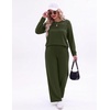 image:imageEkouaer 2 Piece Sets for Women Lounge Set Airport Fall Travel Outfits 2026  Pleated Top Long Sleeve Wide Leg Pants Casual Tracksuit Matching Sets Cozy Sweatsuits Vacation Fashion Women ClothingArmy Green