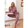image:imageEkouaer Womens 2 Piece Long Sleeve Lounge Set Ribbed Knit Pajamas Set  Ribbed Knit Fabric Soft Lounge Sets Fall Sleepwear Airport Outfits Jogger Pants With Pockets Matching Track SuitsDusty Rose