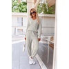 image:imageEkouaer Womens 2 Piece Long Sleeve Lounge Set Ribbed Knit Pajamas Set  Ribbed Knit Fabric Soft Lounge Sets Fall Sleepwear Airport Outfits Jogger Pants With Pockets Matching Track SuitsSmoky Gray