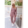 image:imageEkouaer Womens 2 Piece Long Sleeve Lounge Set Ribbed Knit Pajamas Set  Ribbed Knit Fabric Soft Lounge Sets Fall Sleepwear Airport Outfits Jogger Pants With Pockets Matching Track SuitsDusty Rose