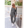 image:imageEkouaer Womens 2 Piece Long Sleeve Lounge Set Ribbed Knit Pajamas Set  Ribbed Knit Fabric Soft Lounge Sets Fall Sleepwear Airport Outfits Jogger Pants With Pockets Matching Track SuitsDak Grey