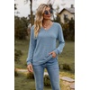 image:imageEkouaer Womens 2 Piece Long Sleeve Lounge Set Ribbed Knit Pajamas Set  Ribbed Knit Fabric Soft Lounge Sets Fall Sleepwear Airport Outfits Jogger Pants With Pockets Matching Track SuitsLight Blue