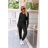 image:imageEkouaer Womens 2 Piece Long Sleeve Lounge Set Ribbed Knit Pajamas Set  Ribbed Knit Fabric Soft Lounge Sets Fall Sleepwear Airport Outfits Jogger Pants With Pockets Matching Track SuitsBlack