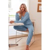 image:imageEkouaer Womens 2 Piece Long Sleeve Lounge Set Ribbed Knit Pajamas Set  Ribbed Knit Fabric Soft Lounge Sets Fall Sleepwear Airport Outfits Jogger Pants With Pockets Matching Track SuitsLight Blue