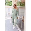 image:imageEkouaer Womens 2 Piece Long Sleeve Lounge Set Ribbed Knit Pajamas Set  Ribbed Knit Fabric Soft Lounge Sets Fall Sleepwear Airport Outfits Jogger Pants With Pockets Matching Track SuitsLight Green