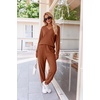 image:imageEkouaer Womens 2 Piece Long Sleeve Lounge Set Ribbed Knit Pajamas Set  Ribbed Knit Fabric Soft Lounge Sets Fall Sleepwear Airport Outfits Jogger Pants With Pockets Matching Track SuitsCaramel