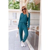 image:imageEkouaer Womens 2 Piece Long Sleeve Lounge Set Ribbed Knit Pajamas Set  Ribbed Knit Fabric Soft Lounge Sets Fall Sleepwear Airport Outfits Jogger Pants With Pockets Matching Track SuitsGreen Blue
