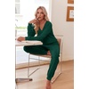 image:imageEkouaer Womens 2 Piece Long Sleeve Lounge Set Ribbed Knit Pajamas Set  Ribbed Knit Fabric Soft Lounge Sets Fall Sleepwear Airport Outfits Jogger Pants With Pockets Matching Track SuitsGreen