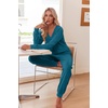 image:imageEkouaer Womens 2 Piece Long Sleeve Lounge Set Ribbed Knit Pajamas Set  Ribbed Knit Fabric Soft Lounge Sets Fall Sleepwear Airport Outfits Jogger Pants With Pockets Matching Track SuitsGreen Blue
