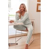 image:imageEkouaer Womens 2 Piece Long Sleeve Lounge Set Ribbed Knit Pajamas Set  Ribbed Knit Fabric Soft Lounge Sets Fall Sleepwear Airport Outfits Jogger Pants With Pockets Matching Track SuitsSmoky Gray