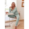 image:imageEkouaer Womens 2 Piece Long Sleeve Lounge Set Ribbed Knit Pajamas Set  Ribbed Knit Fabric Soft Lounge Sets Fall Sleepwear Airport Outfits Jogger Pants With Pockets Matching Track SuitsLight Green