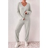 image:imageEkouaer Womens 2 Piece Long Sleeve Lounge Set Ribbed Knit Pajamas Set  Ribbed Knit Fabric Soft Lounge Sets Fall Sleepwear Airport Outfits Jogger Pants With Pockets Matching Track SuitsSmoky Gray