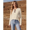 image:imageEkouaer Womens Long Sleeve Shirts Thumb Hole Tops Thermal Fall Clothes  Crew Neck T Shirts Loose Fit Undershirts Layering Casual Work Winter OutfitsBeige