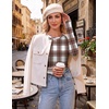 image:imageEkouaer Womens Long Sleeve Shirts Thumb Hole Tops Thermal Fall Clothes  Crew Neck T Shirts Loose Fit Undershirts Layering Casual Work Winter OutfitsBrown White Plaid
