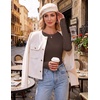 image:imageEkouaer Womens Long Sleeve Shirts Thumb Hole Tops Thermal Fall Clothes  Crew Neck T Shirts Loose Fit Undershirts Layering Casual Work Winter OutfitsBrown