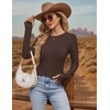 image:imageEkouaer Womens Long Sleeve Shirts Thumb Hole Tops Thermal Fall Clothes  Crew Neck T Shirts Loose Fit Undershirts Layering Casual Work Winter OutfitsBrown