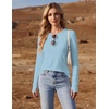 image:imageEkouaer Womens Long Sleeve Shirts Thumb Hole Tops Thermal Fall Clothes  Crew Neck T Shirts Loose Fit Undershirts Layering Casual Work Winter OutfitsLight Blue