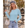 image:imageEkouaer Womens Long Sleeve Shirts Thumb Hole Tops Thermal Fall Clothes  Crew Neck T Shirts Loose Fit Undershirts Layering Casual Work Winter OutfitsLight Blue