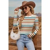 image:imageEkouaer Womens Long Sleeve Shirts Thumb Hole Tops Thermal Fall Clothes  Crew Neck T Shirts Loose Fit Undershirts Layering Casual Work Winter OutfitsOrange Stripe