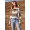image:imageEkouaer Womens Long Sleeve Shirts Thumb Hole Tops Thermal Fall Clothes  Crew Neck T Shirts Loose Fit Undershirts Layering Casual Work Winter OutfitsOrange Stripe