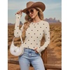 image:imageEkouaer Womens Long Sleeve Shirts Thumb Hole Tops Thermal Fall Clothes  Crew Neck T Shirts Loose Fit Undershirts Layering Casual Work Winter OutfitsPolka Dot Khaki