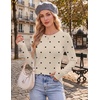 image:imageEkouaer Womens Long Sleeve Shirts Thumb Hole Tops Thermal Fall Clothes  Crew Neck T Shirts Loose Fit Undershirts Layering Casual Work Winter OutfitsPolka Dot Khaki