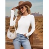 image:imageEkouaer Womens Long Sleeve Shirts Thumb Hole Tops Thermal Fall Clothes  Crew Neck T Shirts Loose Fit Undershirts Layering Casual Work Winter OutfitsWhite