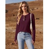 image:imageEkouaer Womens Long Sleeve Shirts Thumb Hole Tops Thermal Fall Clothes  Crew Neck T Shirts Loose Fit Undershirts Layering Casual Work Winter OutfitsWine Red