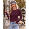 image:imageEkouaer Womens Long Sleeve Shirts Thumb Hole Tops Thermal Fall Clothes  Crew Neck T Shirts Loose Fit Undershirts Layering Casual Work Winter OutfitsWine Red