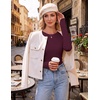 image:imageEkouaer Womens Long Sleeve Shirts Thumb Hole Tops Thermal Fall Clothes  Crew Neck T Shirts Loose Fit Undershirts Layering Casual Work Winter OutfitsWine Red