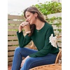 image:imageEkouaer Womens Lounge Sets Long Sleeve Casual Pajama Fall Sleepwear Pockets  Soft Ribbed Knit Pjs Loungewear 2 Piece Outfits Crew neck Curved Hem Fashion 2026 Matching Sets Women ClothingGreen