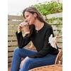 image:imageEkouaer Womens Lounge Sets Long Sleeve Casual Pajama Fall Sleepwear Pockets  Soft Ribbed Knit Pjs Loungewear 2 Piece Outfits Crew neck Curved Hem Fashion 2026 Matching Sets Women ClothingBlack