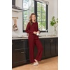 image:imageEkouaer Womens Lounge Sets Long Sleeve Casual Pajama Fall Sleepwear Pockets  Soft Ribbed Knit Pjs Loungewear 2 Piece Outfits Crew neck Curved Hem Fashion 2026 Matching Sets Women ClothingRed