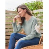 image:imageEkouaer Womens Lounge Sets Long Sleeve Casual Pajama Fall Sleepwear Pockets  Soft Ribbed Knit Pjs Loungewear 2 Piece Outfits Crew neck Curved Hem Fashion 2026 Matching Sets Women ClothingLight Green