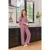image:imageEkouaer Womens Lounge Sets Long Sleeve Casual Pajama Fall Sleepwear Pockets  Soft Ribbed Knit Pjs Loungewear 2 Piece Outfits Crew neck Curved Hem Fashion 2026 Matching Sets Women ClothingDusty Rose