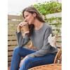 image:imageEkouaer Womens Lounge Sets Long Sleeve Casual Pajama Fall Sleepwear Pockets  Soft Ribbed Knit Pjs Loungewear 2 Piece Outfits Crew neck Curved Hem Fashion 2026 Matching Sets Women ClothingDark Gray