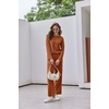 image:imageEkouaer Womens Lounge Sets Long Sleeve Casual Pajama Fall Sleepwear Pockets  Soft Ribbed Knit Pjs Loungewear 2 Piece Outfits Crew neck Curved Hem Fashion 2026 Matching Sets Women ClothingCaramel