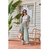 image:imageEkouaer Womens Lounge Sets Long Sleeve Casual Pajama Fall Sleepwear Pockets  Soft Ribbed Knit Pjs Loungewear 2 Piece Outfits Crew neck Curved Hem Fashion 2026 Matching Sets Women ClothingLight Green