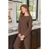 image:imageEkouaer Womens Lounge Sets Long Sleeve Casual Pajama Fall Sleepwear Pockets  Soft Ribbed Knit Pjs Loungewear 2 Piece Outfits Crew neck Curved Hem Fashion 2026 Matching Sets Women ClothingBrown