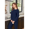 image:imageEkouaer Womens Lounge Sets Long Sleeve Casual Pajama Fall Sleepwear Pockets  Soft Ribbed Knit Pjs Loungewear 2 Piece Outfits Crew neck Curved Hem Fashion 2026 Matching Sets Women ClothingNavy Blue